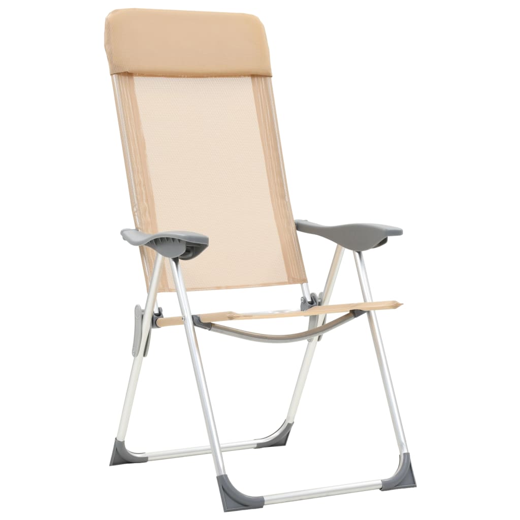 vidaXL Sulankstomos kempingo kėdės, 4 vnt., kreminės sp., aliuminis