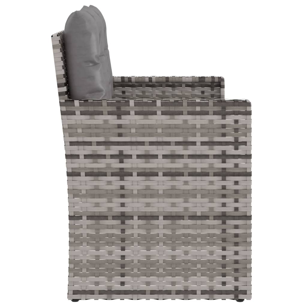 vidaXL Sodo suoliukas su pagalvėlėmis, pilkas, 105cm, poliratanas