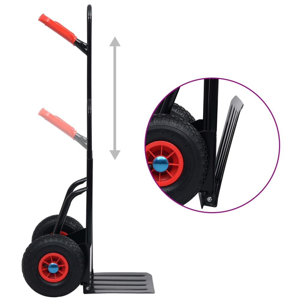 vidaXL Teleskopinis rankinis vežimėlis, juodas ir raudonas, 200kg