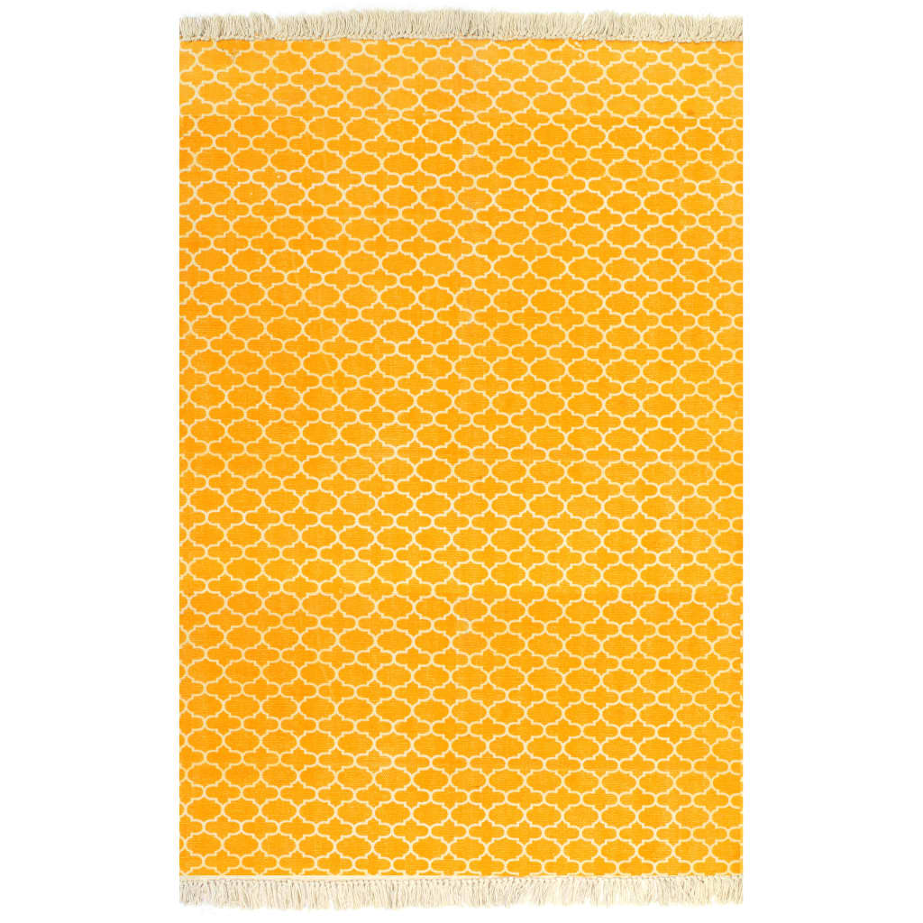 vidaXL Kilimas Kilim, geltonos spalvos, 160x230 cm, medvilnė, su rašt.