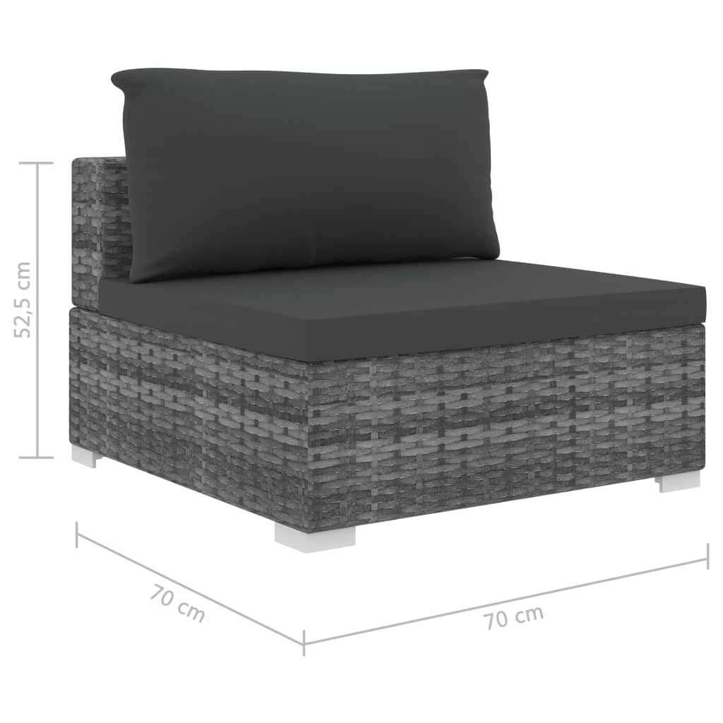 vidaXL Sodo baldų komplektas su pagalvėmis, 11 dalių, pilkas, ratanas