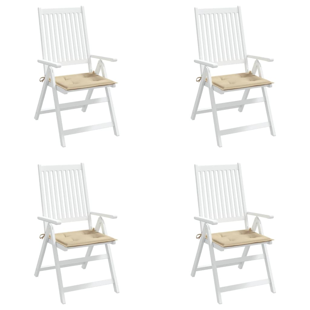 vidaXL Sodo kėdės pagalvėlės, 4vnt., smėlio, 40x40x3cm, audinys