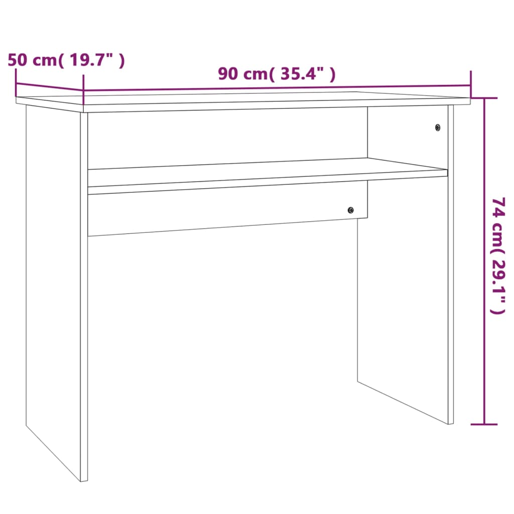 vidaXL Rašomasis stalas, pilkas ąžuolo, 90x50x74cm, apdirbta mediena