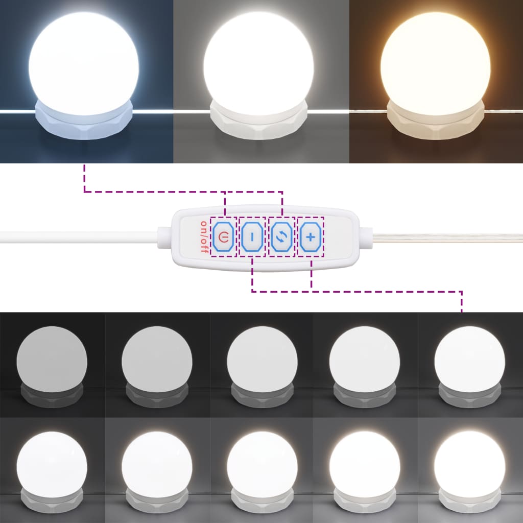 vidaXL Kosmetinis staliukas su LED lemputėmis, ąžuolo, 90x42x132,5cm