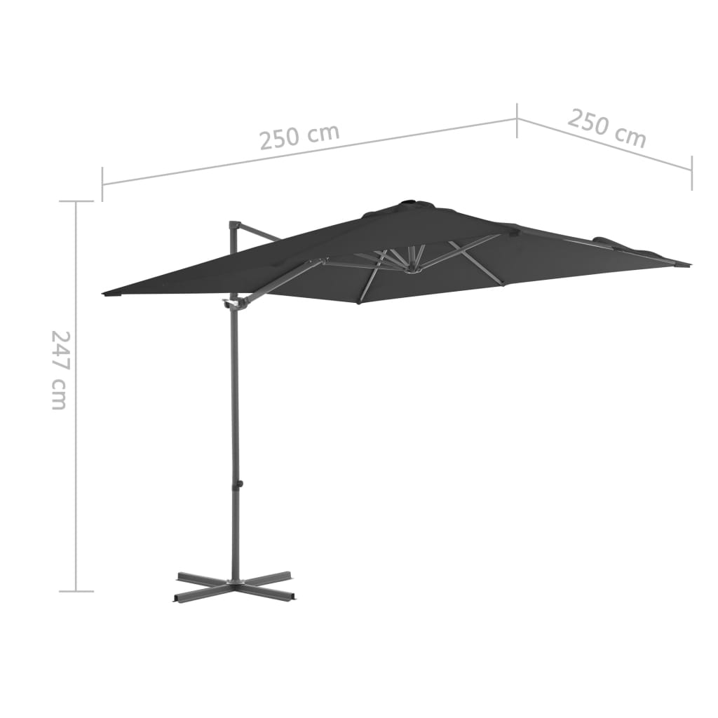 vidaXL Gem. form. saulės skėtis su plien. stulp., antr. sp., 250x250cm