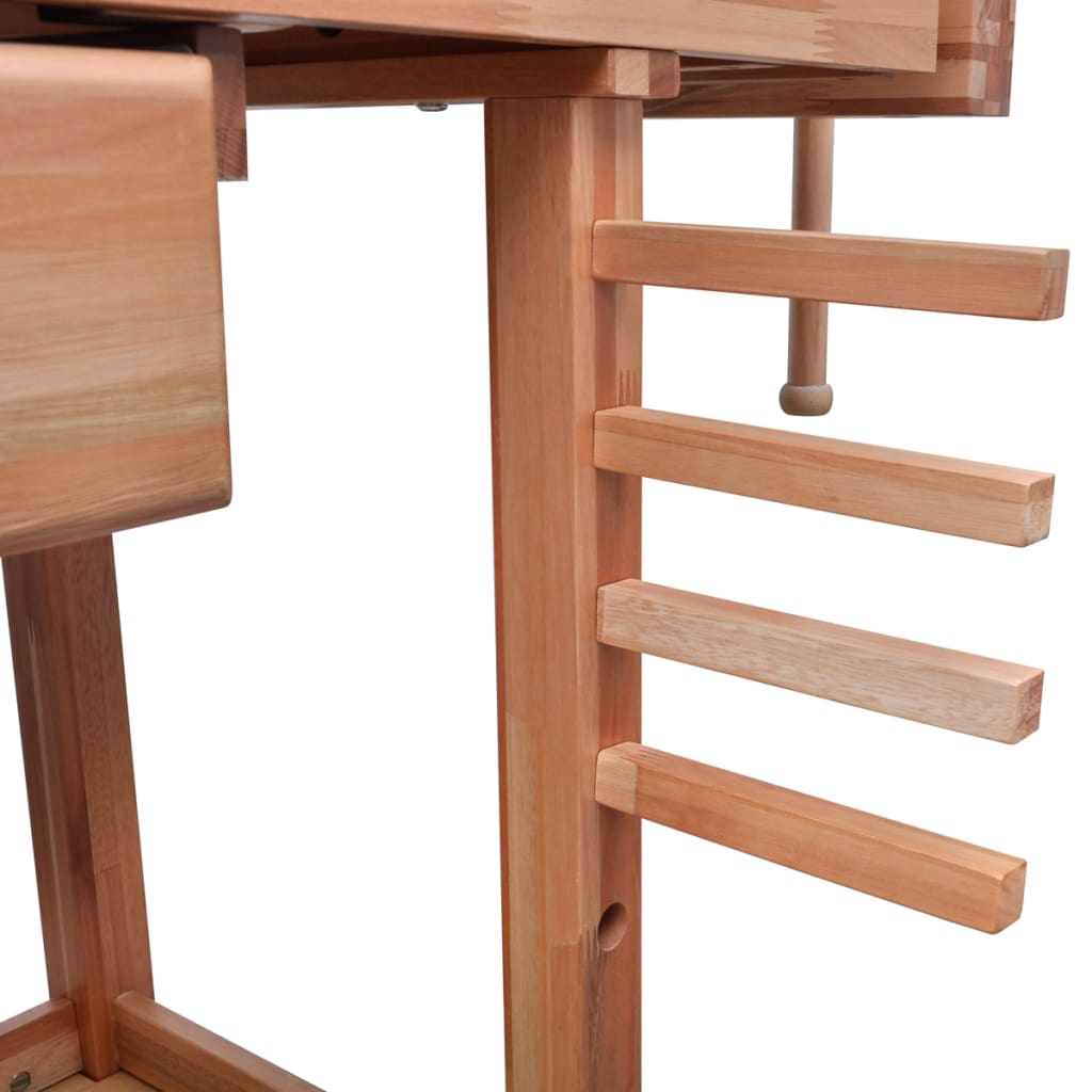 vidaXL Darbo stalas su 1 suoliuku, stalč. ir 2 spaust., kietmedis