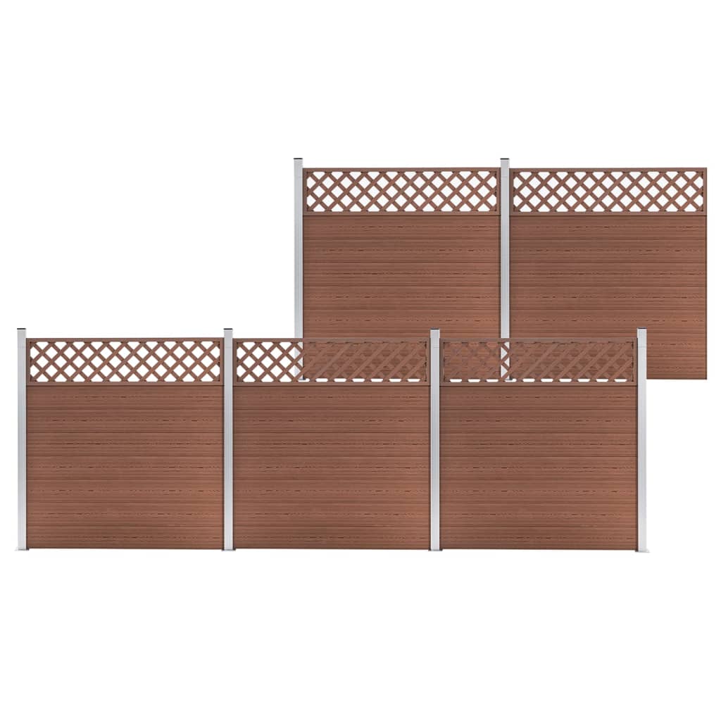 vidaXL Tvoros rinkinys, rudas, 872x185cm, WPC, 5 kvadratinės