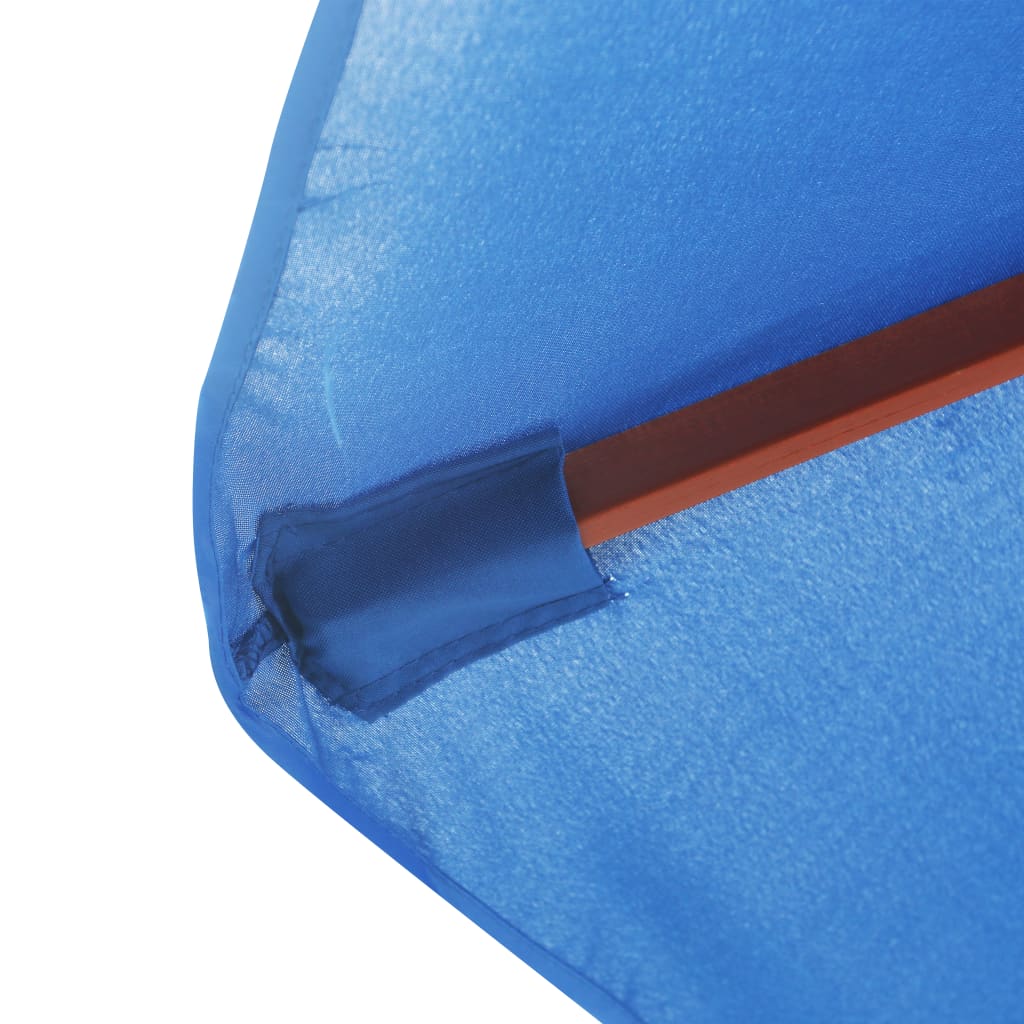 vidaXL Lauko skėtis su mediniu stulpu, mėlynos spalvos, 350cm
