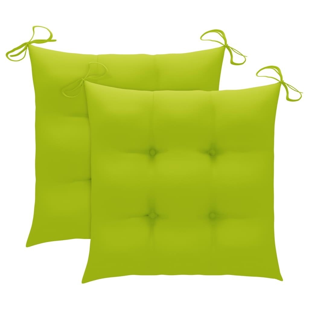 vidaXL Batavia kėdės su šviesiai žaliomis pagalvėmis, 2vnt., tikmedis