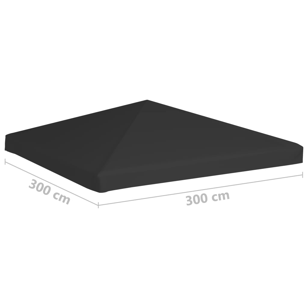 vidaXL Viršutinis pavėsinės uždangalas, juodos spalvos, 3x3m, 270 g/m²