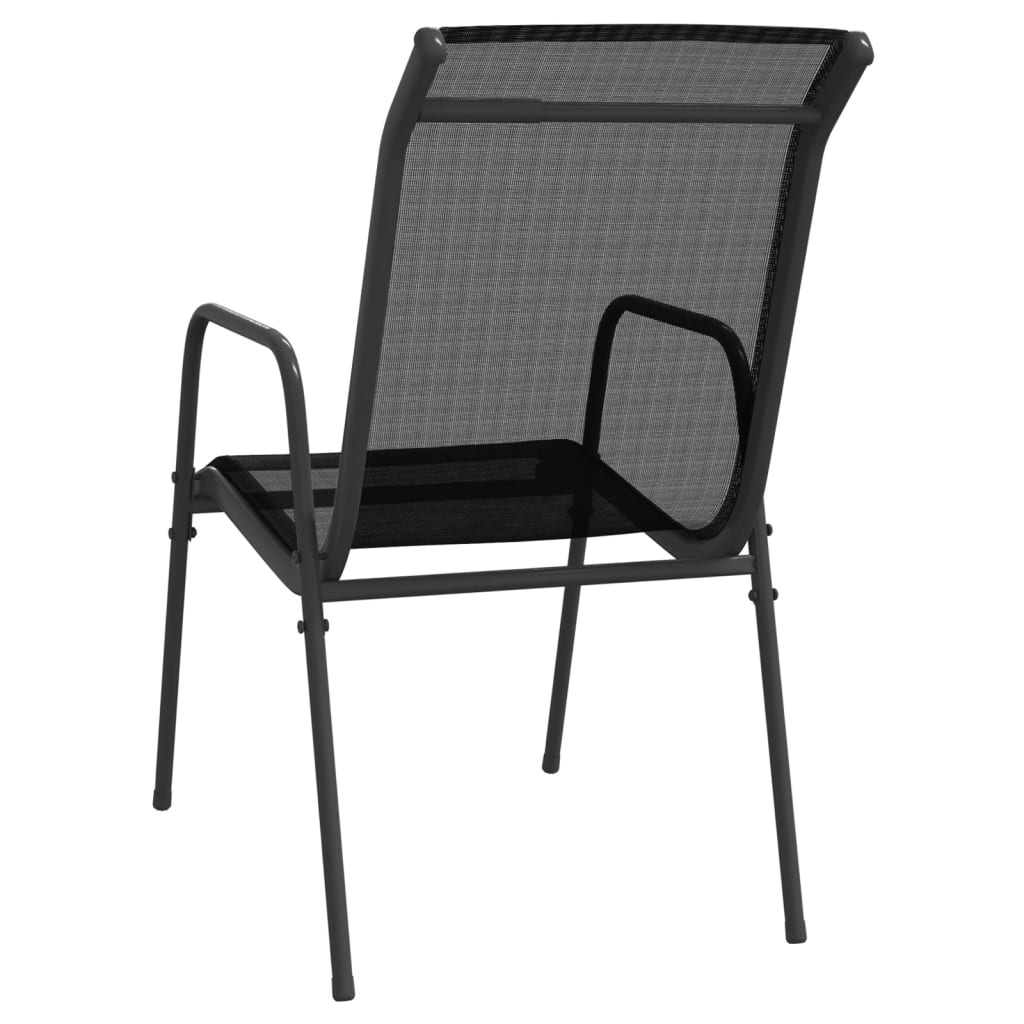 vidaXL Sodo kėdės, 6vnt, juodos spalvos, plienas ir tekstilenas