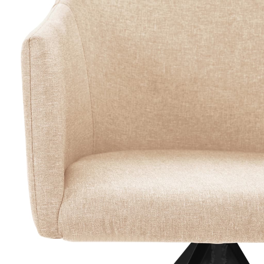vidaXL Pasukamos valgomojo kėdės, 2vnt., kreminės spalvos, audinys