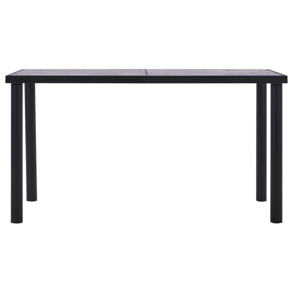 vidaXL Valgomojo stalas, juodas ir betono pilkas, 140x70x75cm, MDF