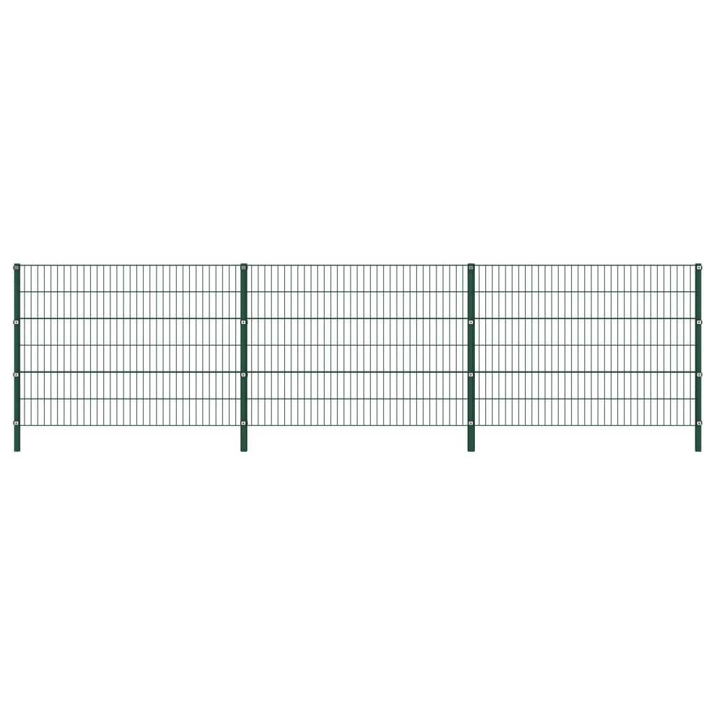 vidaXL Tvoros segmentai su stulpais, žalios sp., 5,1x1,2m, geležis