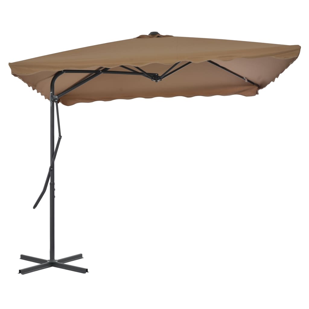 vidaXL Lauko skėtis su plieniniu stulpu, taupe sp., 250x250 cm