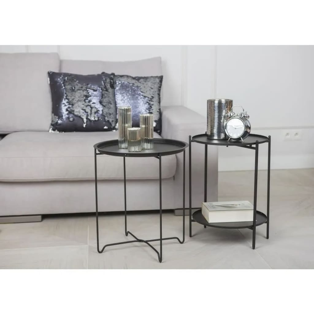 H&S Collection Šoninis staliukas, juodos spalvos, 50,5cm, metalas