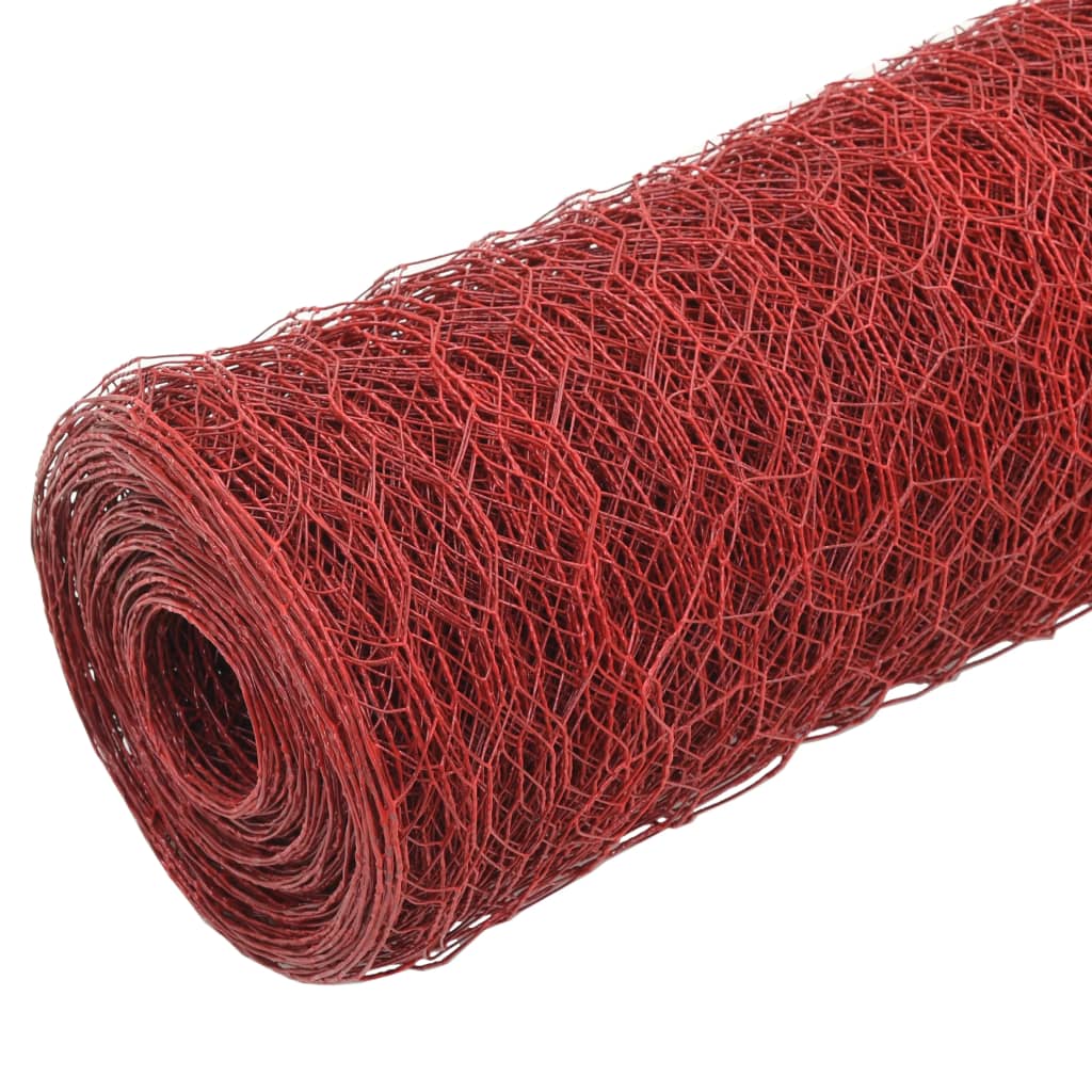 vidaXL Vielos tinklas su PVC danga, raudonas, 25x1,5m