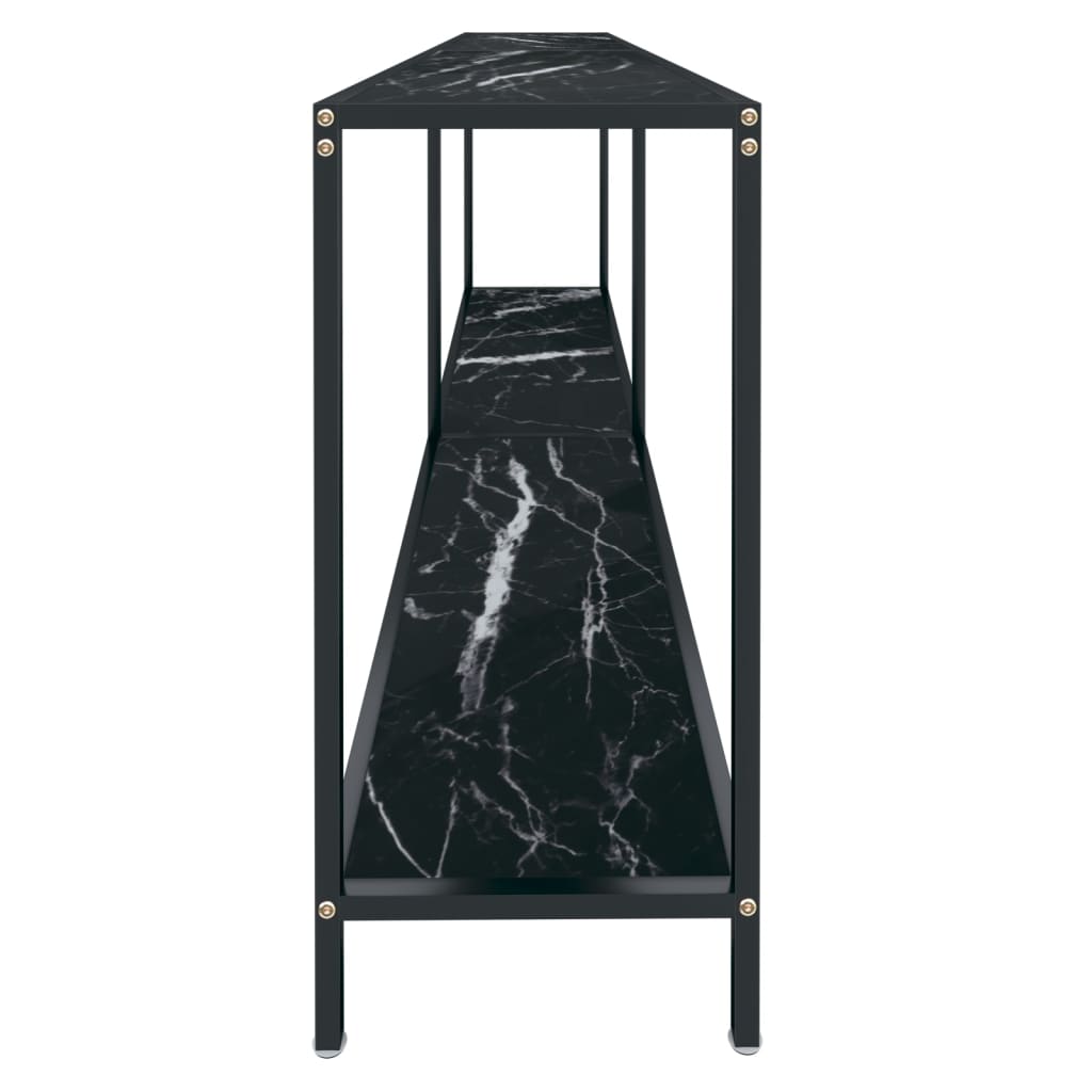 vidaXL Konsolinis staliukas, juodas, 200x35x75,5cm, grūdintas stiklas
