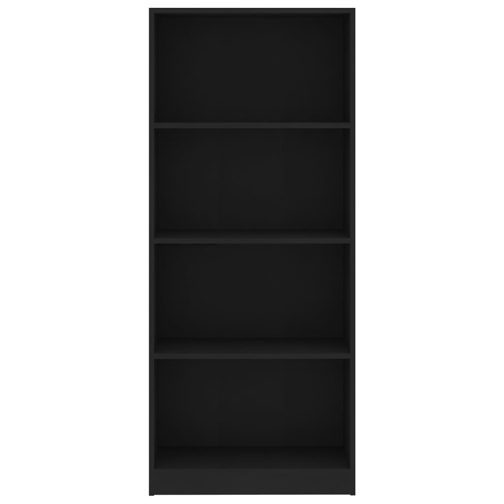vidaXL Spintelė knygoms, 4 lentynos, juodos spalvos, 60x24x142cm, MDP