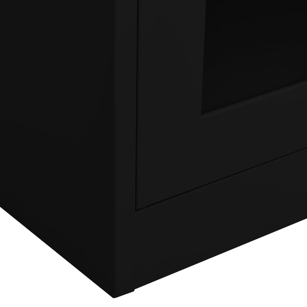 vidaXL Biuro spintelė, juoda, 90x40x180cm, plienas/grūdintas stiklas