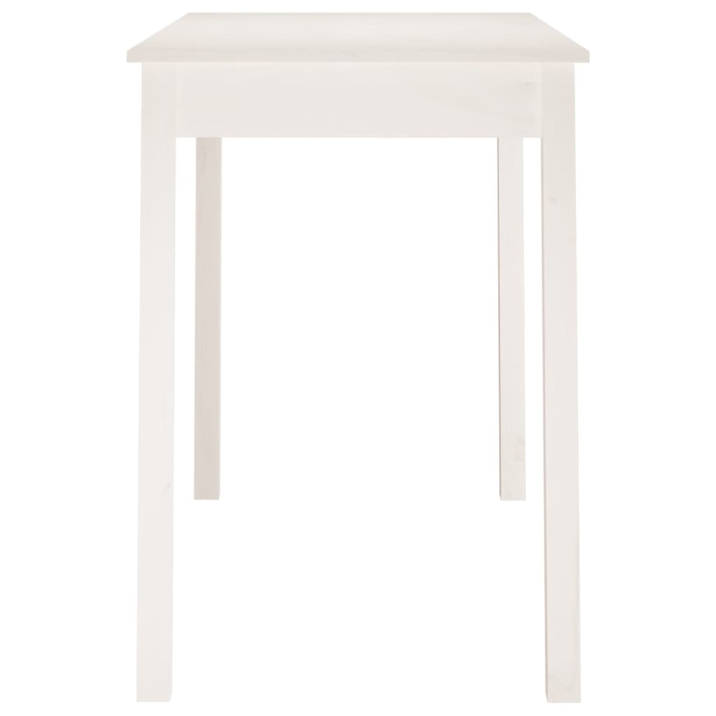 vidaXL Valgomojo stalas, baltas, 110x55x75cm, pušies medienos masyvas
