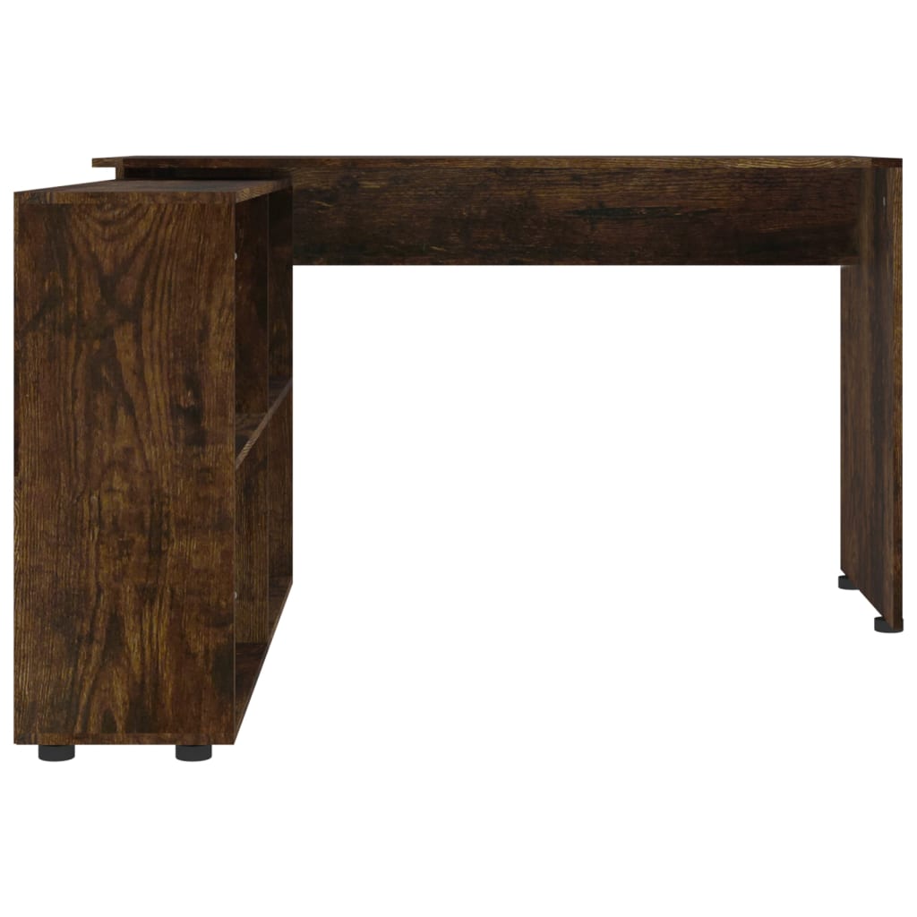 vidaXL Kampinis rašomasis stalas, dūminio ąžuolo, apdirbta mediena