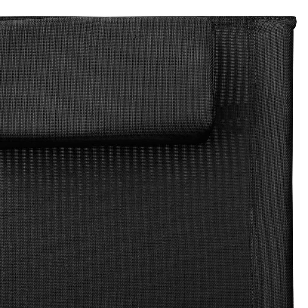 vidaXL Saulės gultai, 2vnt., juodos ir pilkos spalvos, tekstilenas