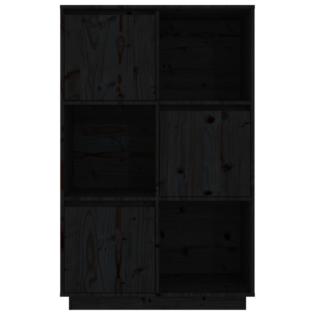 vidaXL Komoda, juodos spalvos, 74x35x117cm, pušies medienos masyvas