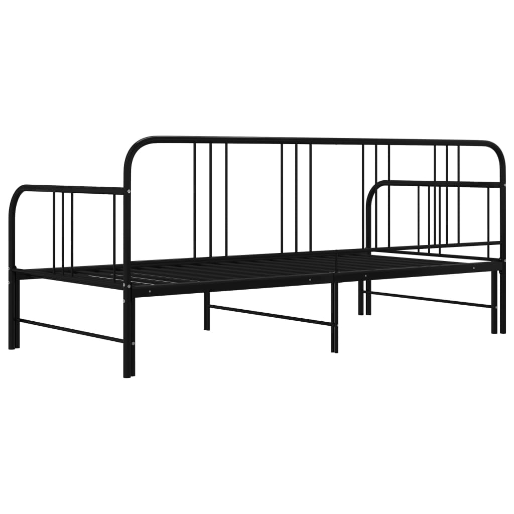 vidaXL Ištraukiamos sofos-lovos rėmas, juodas, 90x200cm, metalas