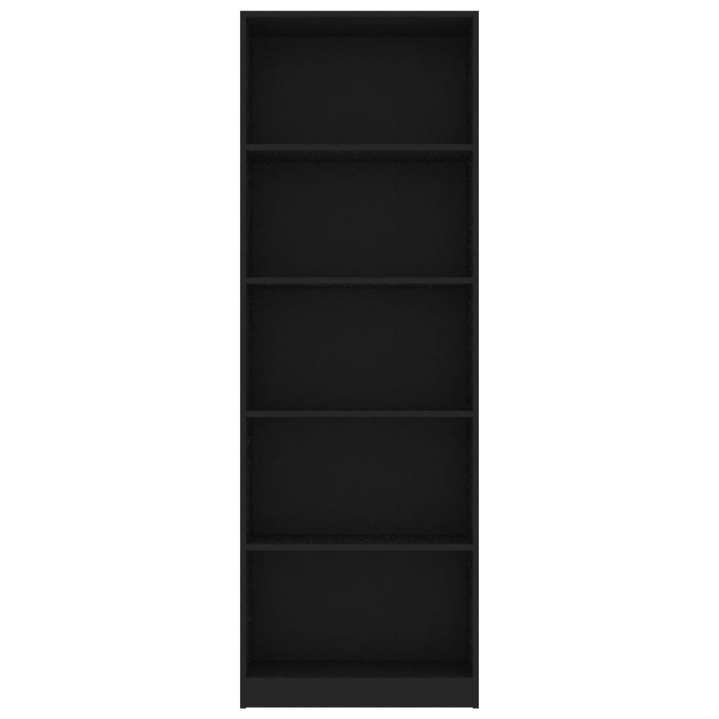 vidaXL Spintelė knygoms, 5 lentynos, juodos spalvos, 60x24x175cm, MDP