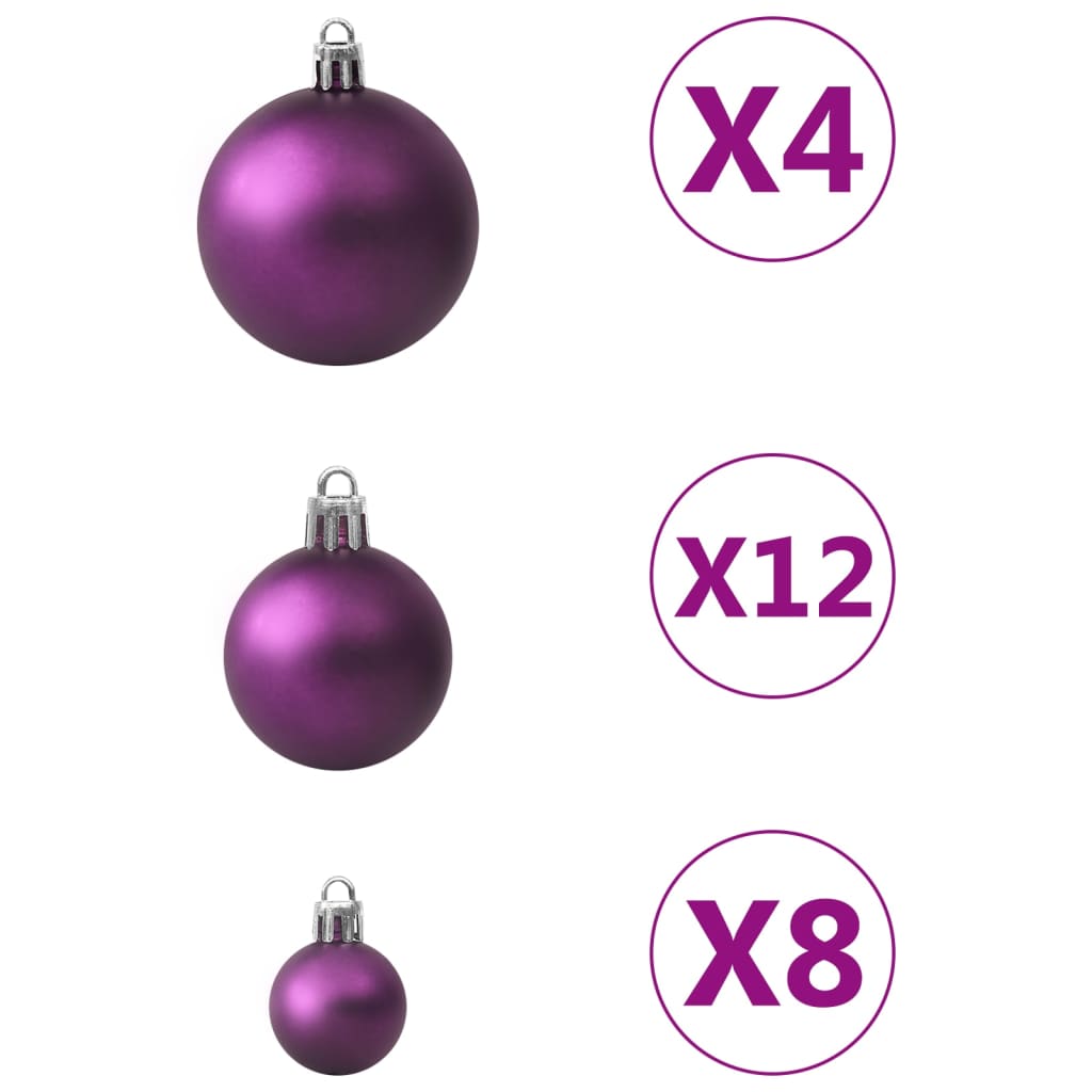 vidaXL Eglutės žaisliukų rinkinys, 100vnt., violetinės spalvos