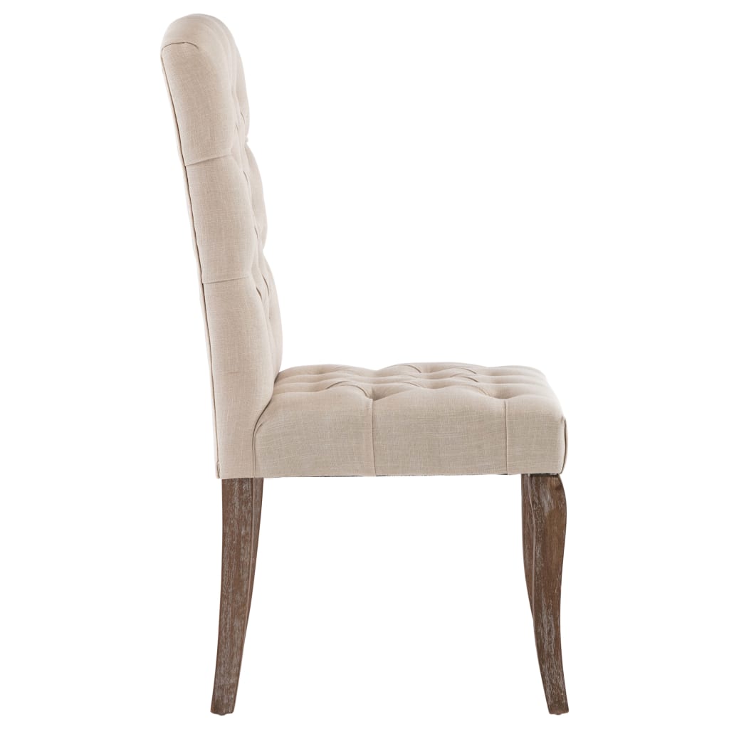 vidaXL Valgomojo kėdės, 2vnt., smėlio spalvos, lino išvaizdos audinys