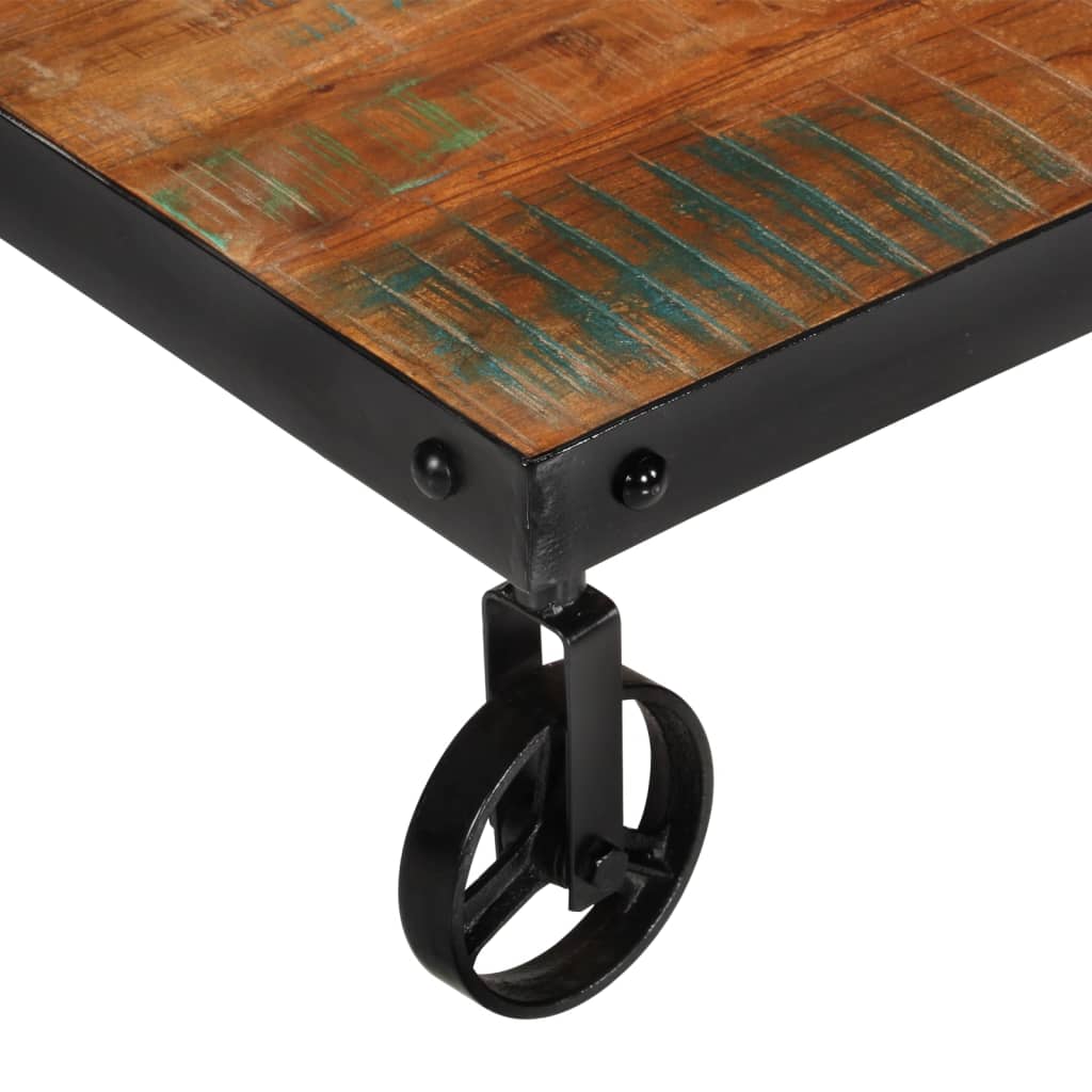 vidaXL Kavos staliukas su ratukais, 100x60x26cm, perdirbta mediena