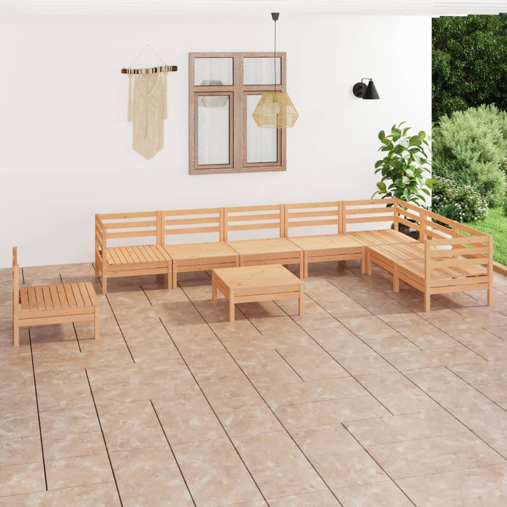 vidaXL Sodo poilsio baldų komplektas, 9 dalių, pušies medienos masyvas