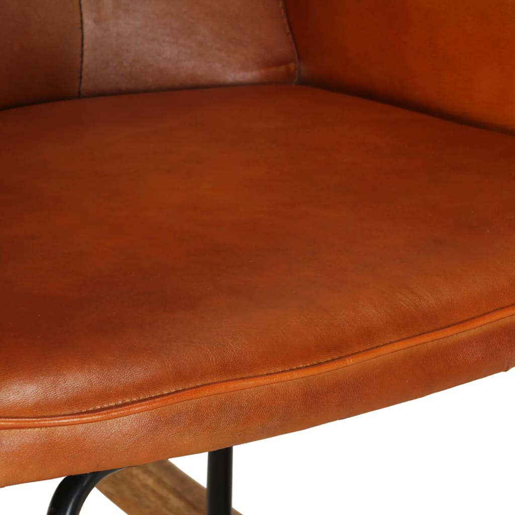 vidaXL Supama kėdė, gelsvai rudos spalvos, tikra oda