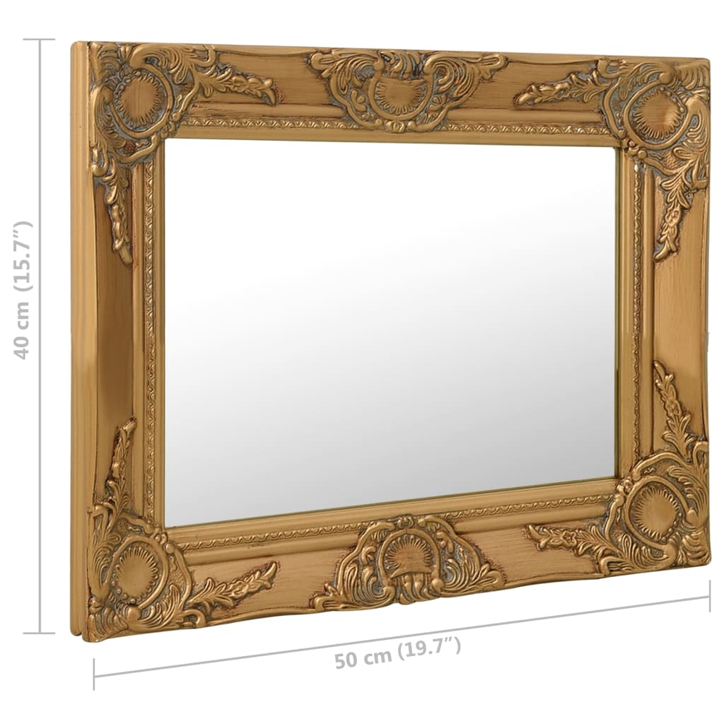 vidaXL Sieninis veidrodis, aukso spalvos, 50x40cm, barokinis stilius