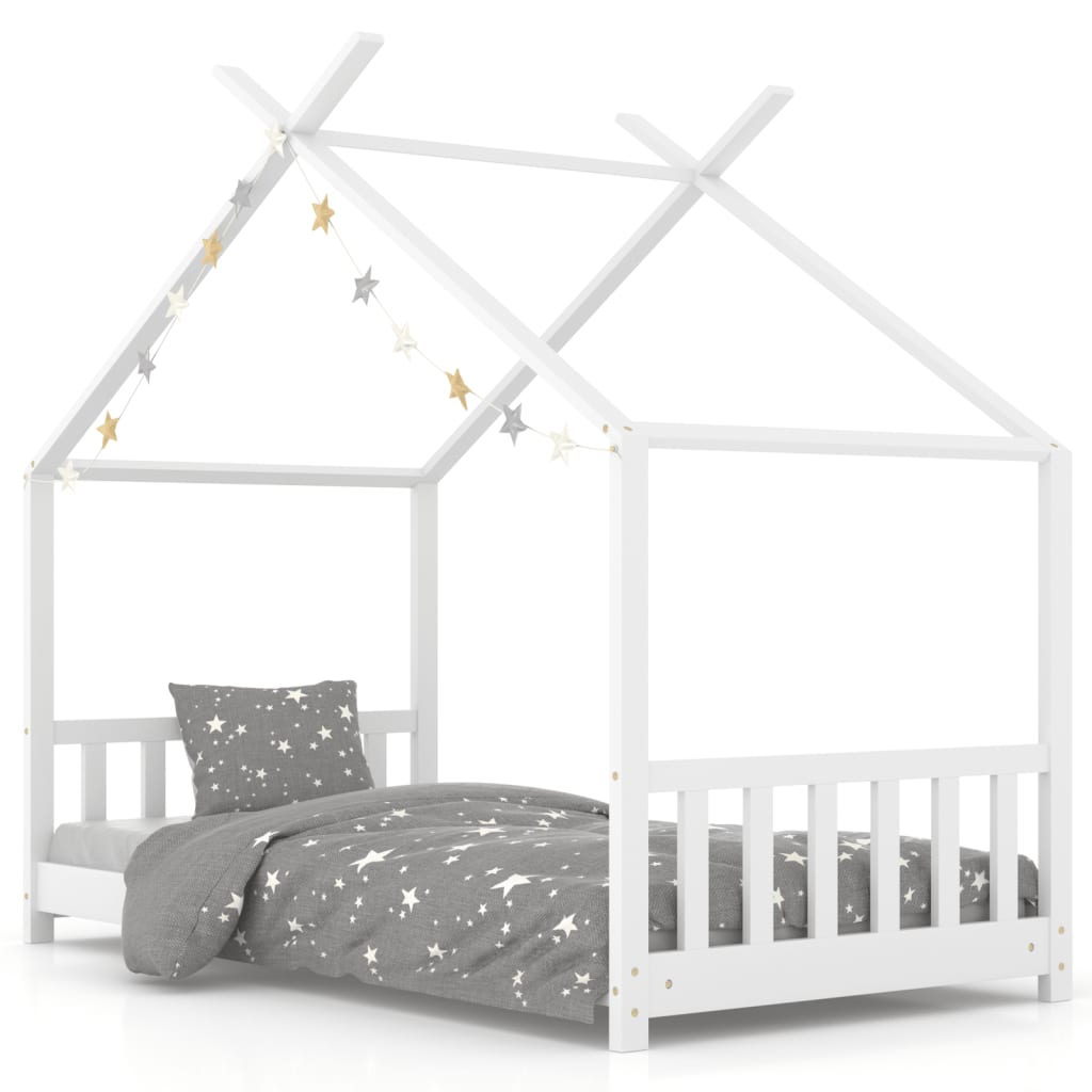 vidaXL Vaikiškos lovos rėmas, baltos spalvos, 80x160cm, pušies masyvas