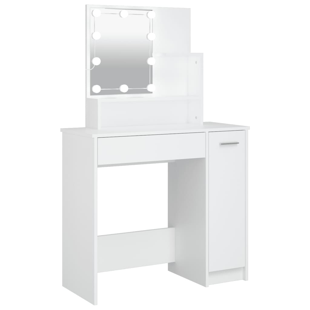 vidaXL Kosmetinis staliukas su LED apšvietimu, baltas, 86,5x35x136cm