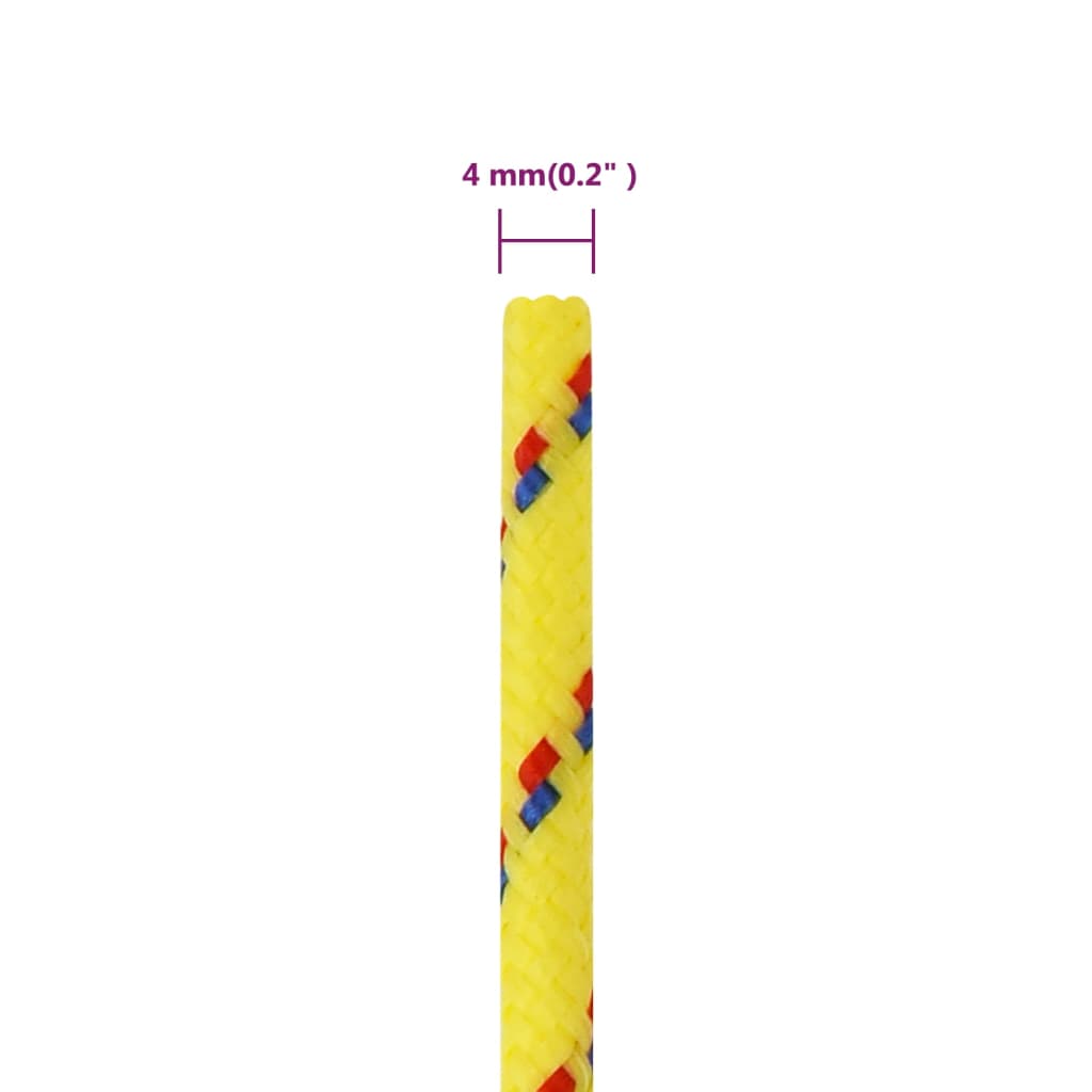 vidaXL Valties virvė, geltonos spalvos, 4mm, 25m, polipropilenas