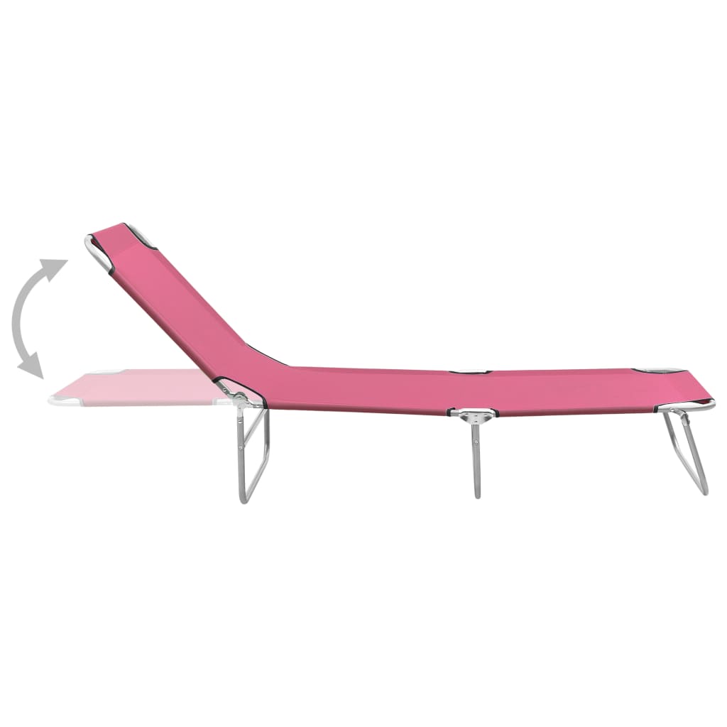 vidaXL Sulankstomas saulės gultas, rožinės spalvos, plienas ir audinys