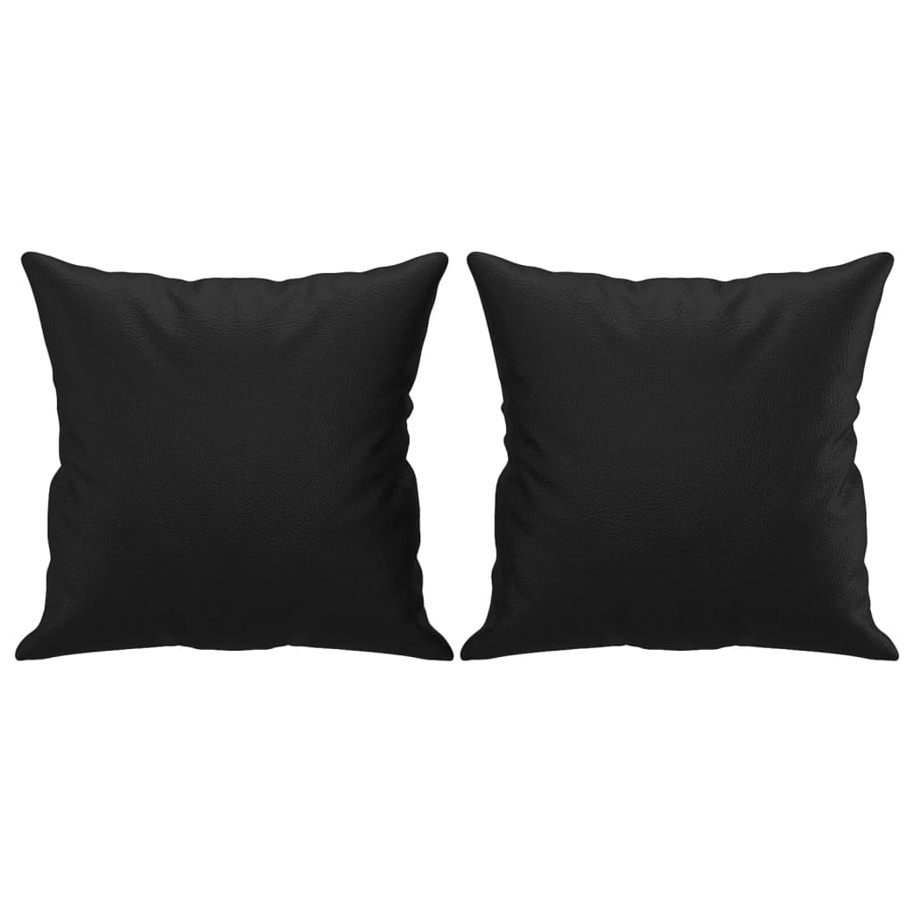 vidaXL Sofos komplektas su pagalvėmis, 2 dalių, juodas, dirbtinė oda