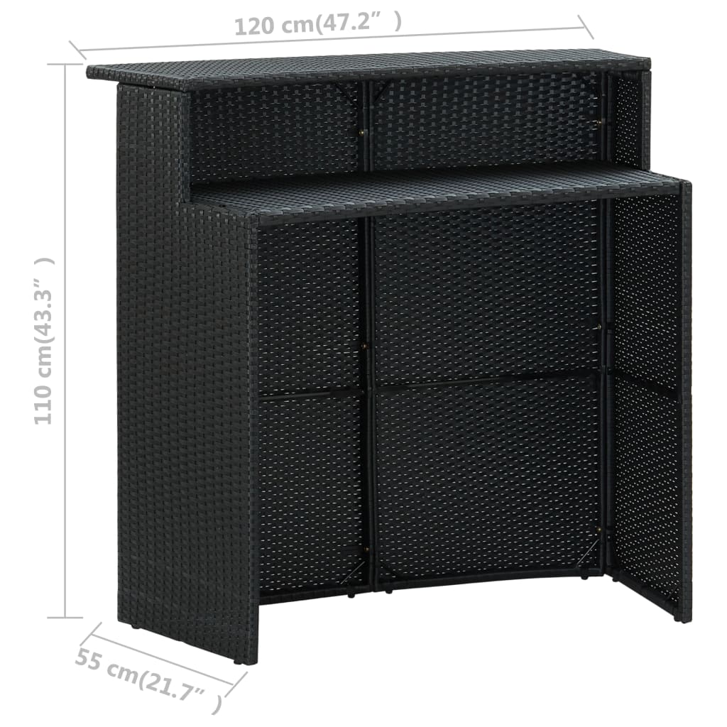 vidaXL Sodo baro baldų komplektas su pagalvėlėmis, 5 dalių, juodas