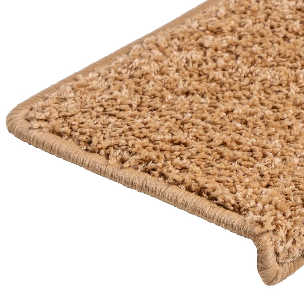 vidaXL Laiptų kilimėliai, 10vnt., smėlio spalvos, 65x21x4cm