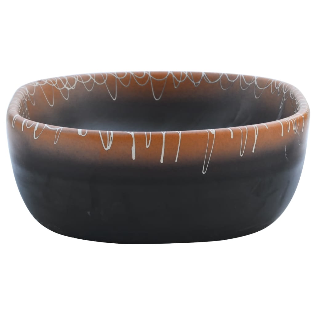 vidaXL Praustuvas, juodas/oranžinis, 47x33x13cm, keramika