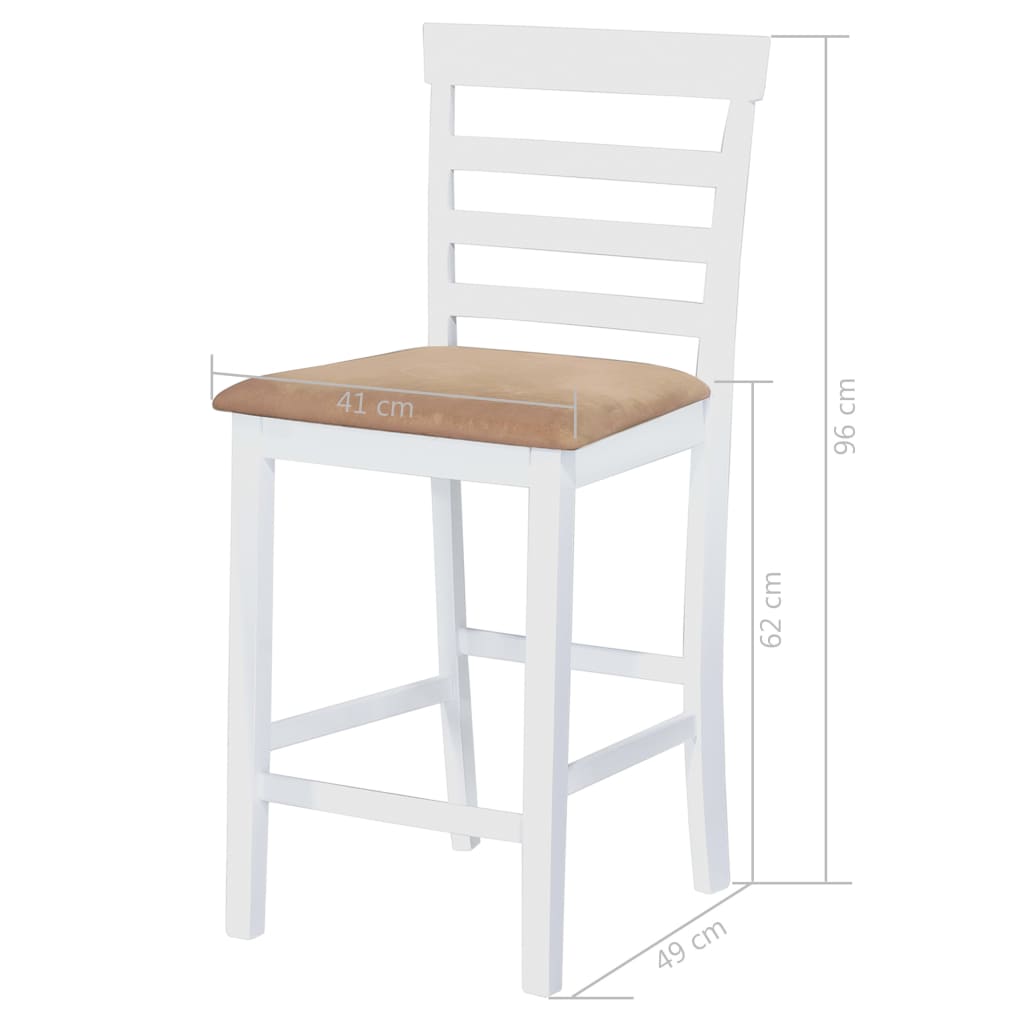 vidaXL Baro stalo ir kėdžių kompl., 5d., med. mas., nat. ir balt. sp.