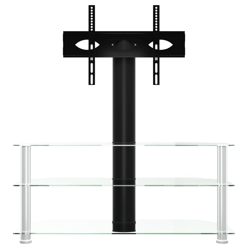 vidaXL Kampinis TV staliukas, 3 aukštų, juodas ir sidabrinis
