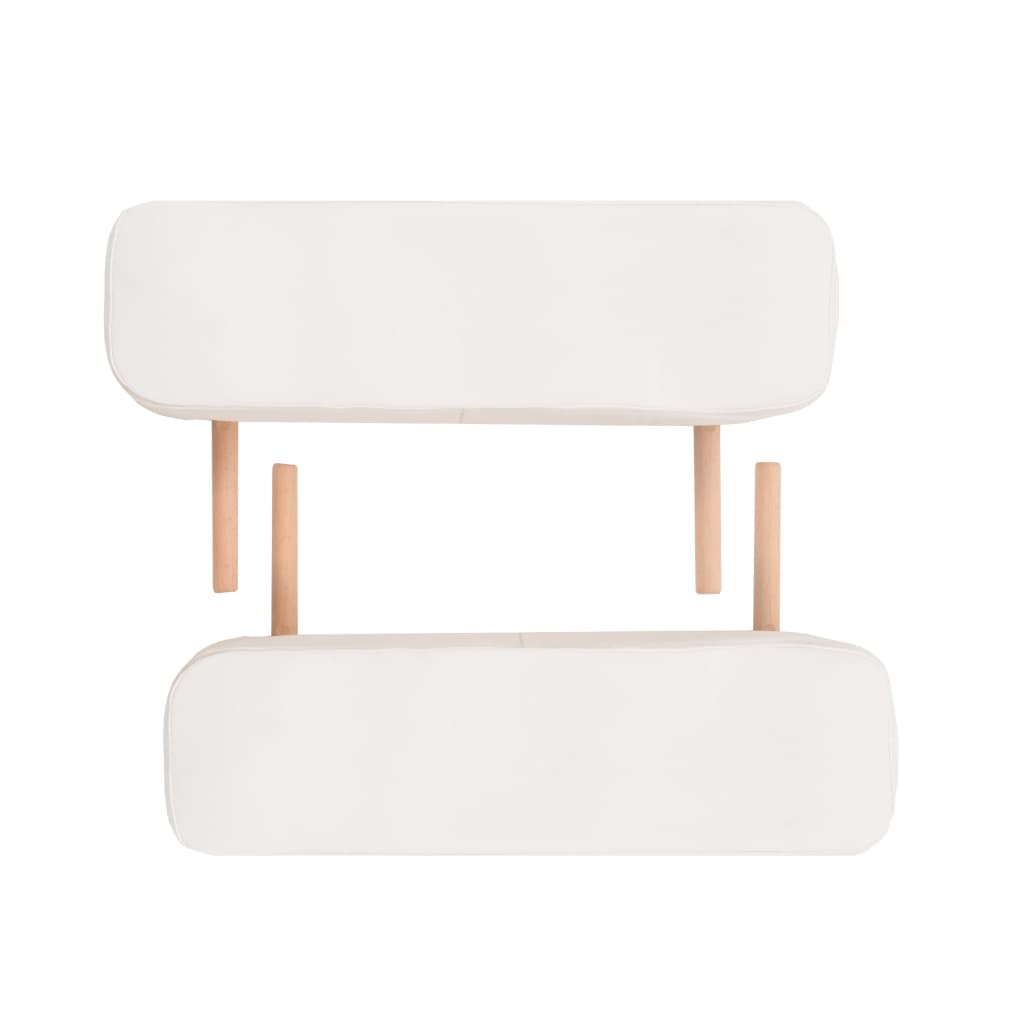 vidaXL Sulankstomo masažo stalo ir taburetės rinkinys, baltas, 2 zonų