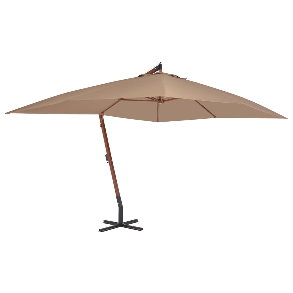vidaXL Gembinis skėtis su mediniu stulpu, taupe spalvos, 400x300cm
