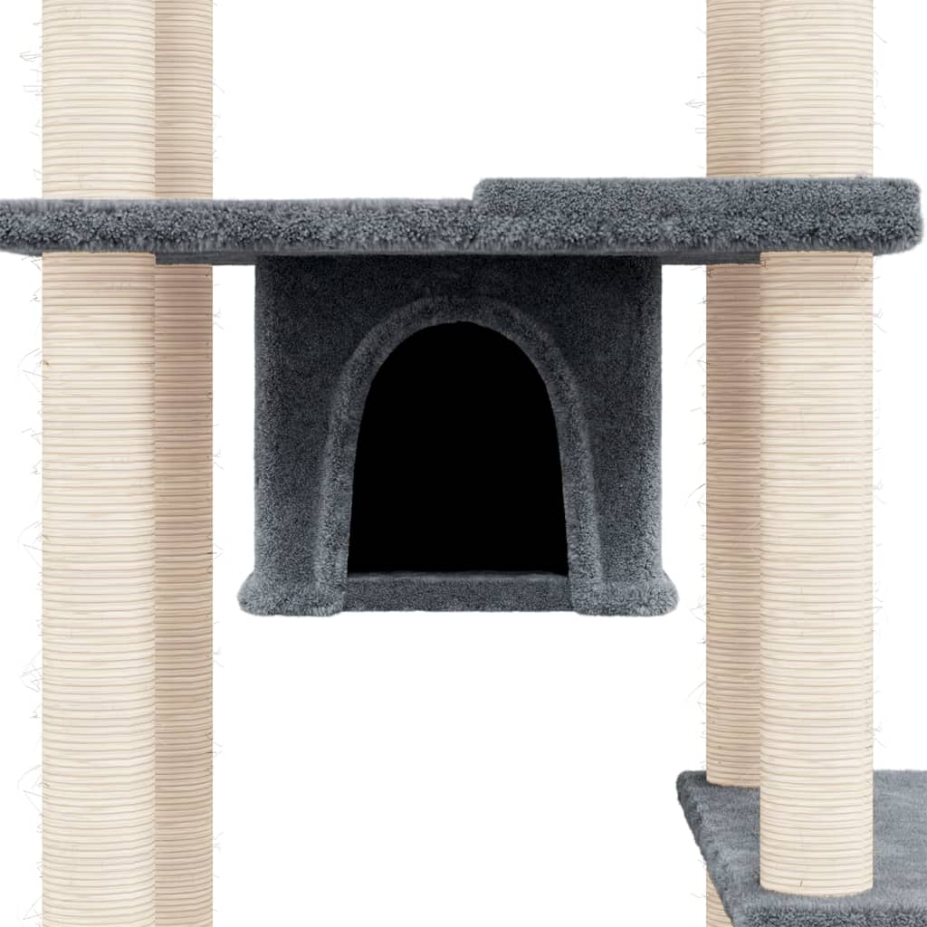 vidaXL Draskyklė katėms su stovais iš sizalio, tamsiai pilka, 176cm