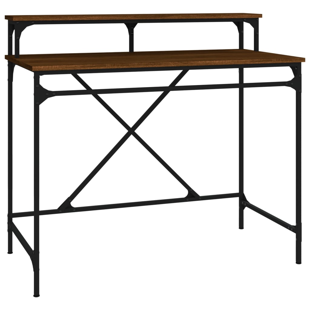 vidaXL Rašomasis stalas, rudas ąžuolo, 100x50x90cm, mediena ir geležis